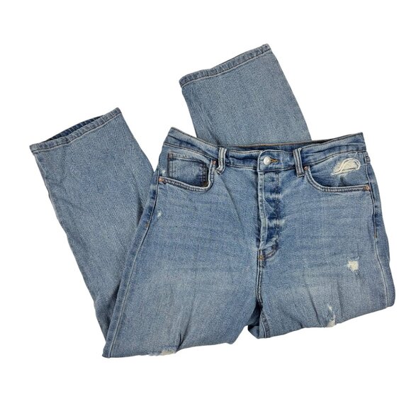 Wild Fable Highest Rise Straight Jeans Womens Size 12 Blue Denim Cotton Blend - Picture 2 of 12